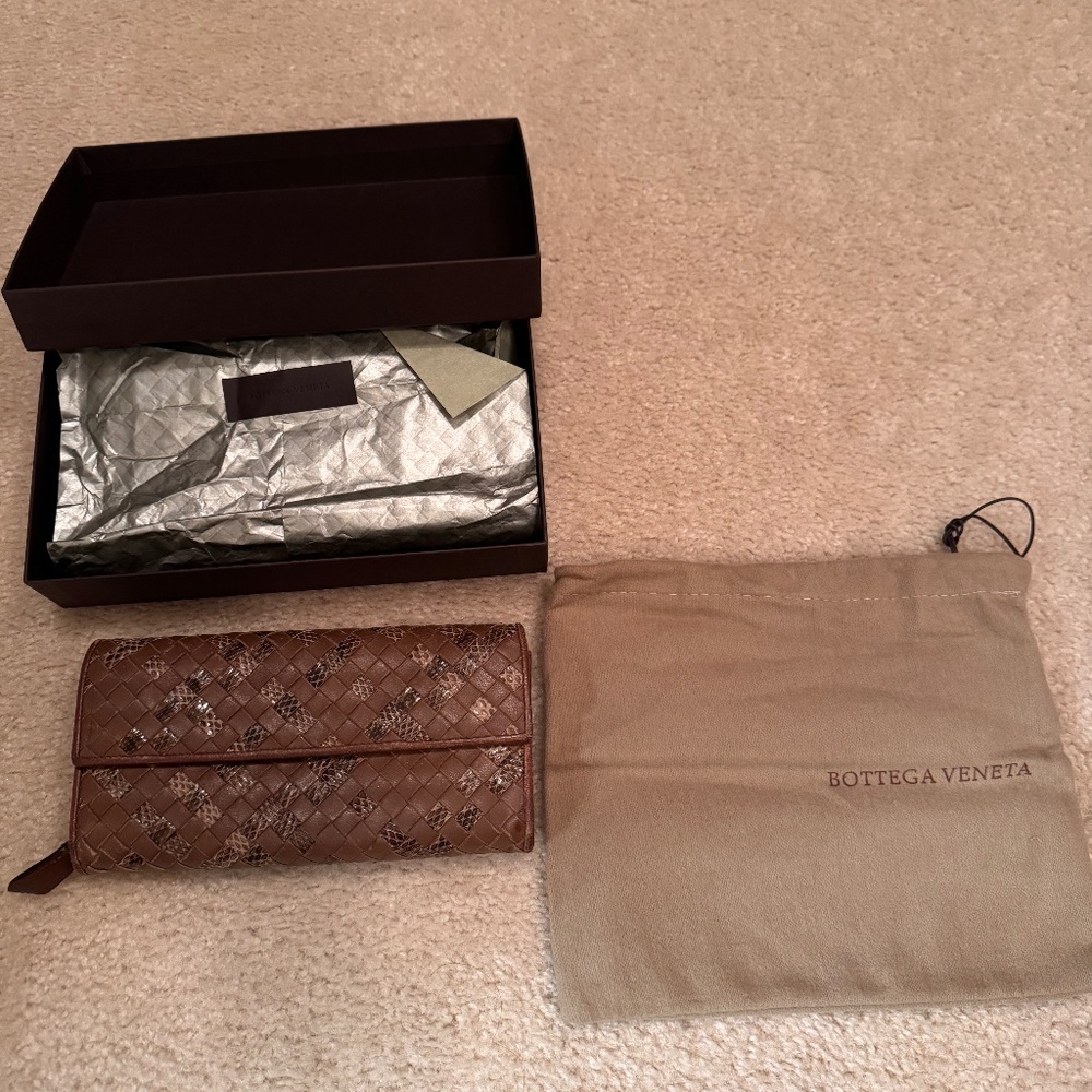 Bottega Veneta python leather wallet